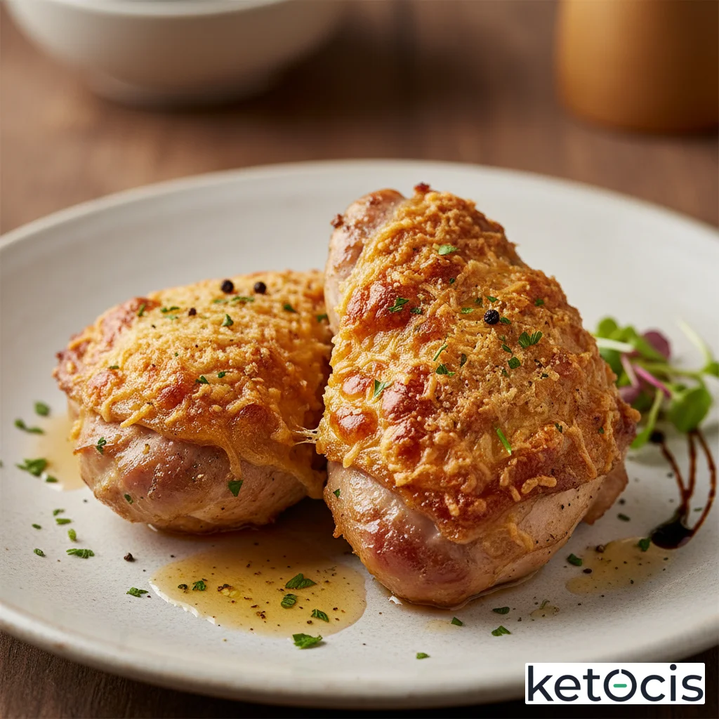 Muslos de pavo al horno asados con costra de queso parmesano curado