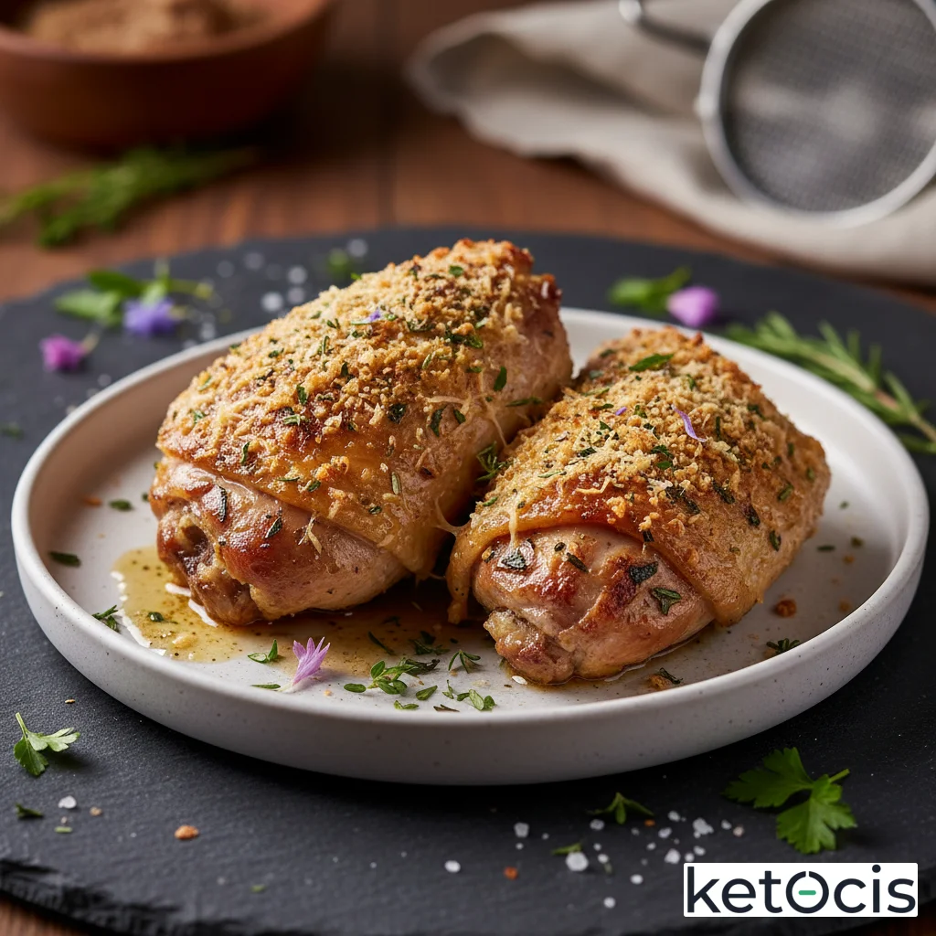 Muslos de pavo al horno con costra de queso parmesano y hierbas