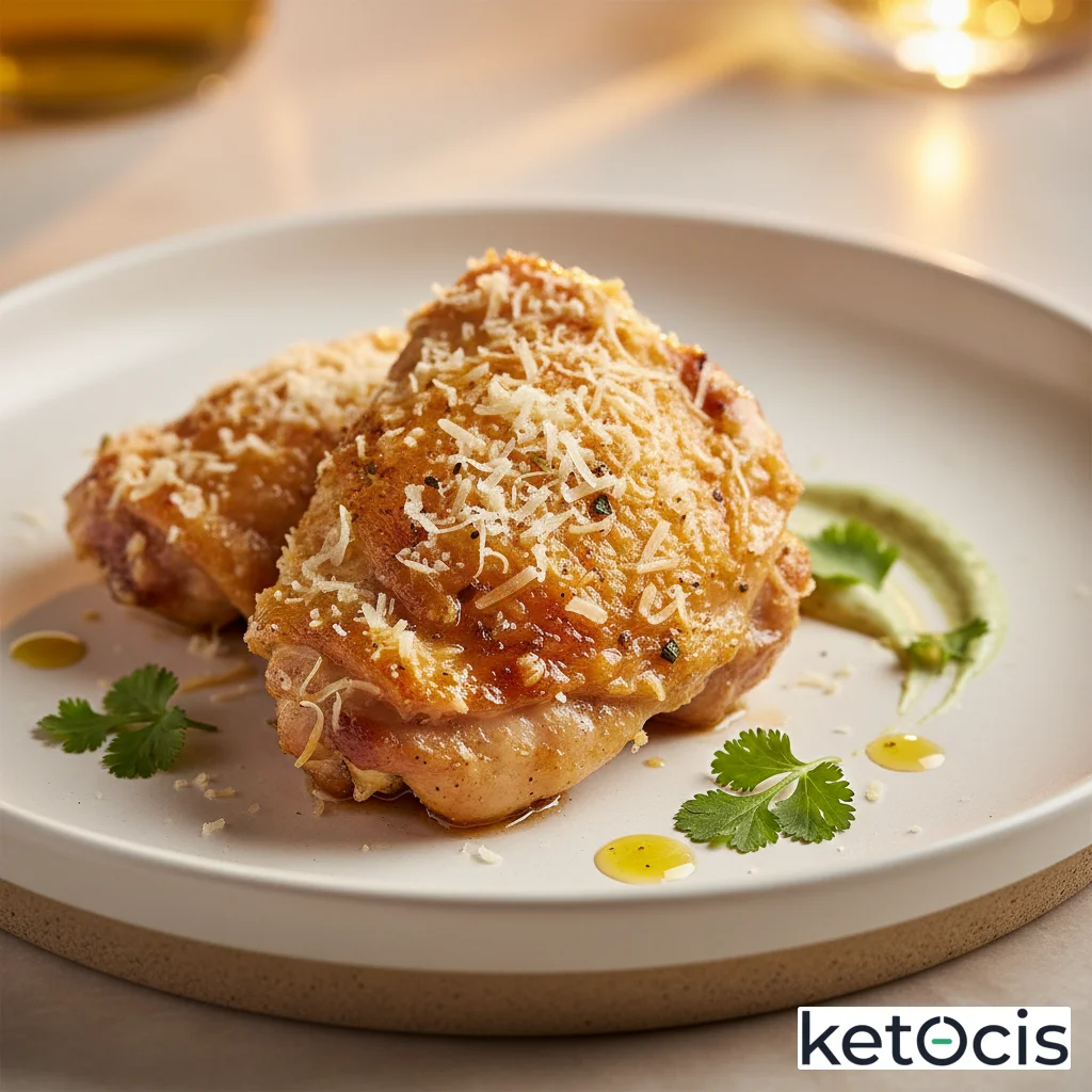 Muslos de pollo al horno con costra de queso parmesano rallado