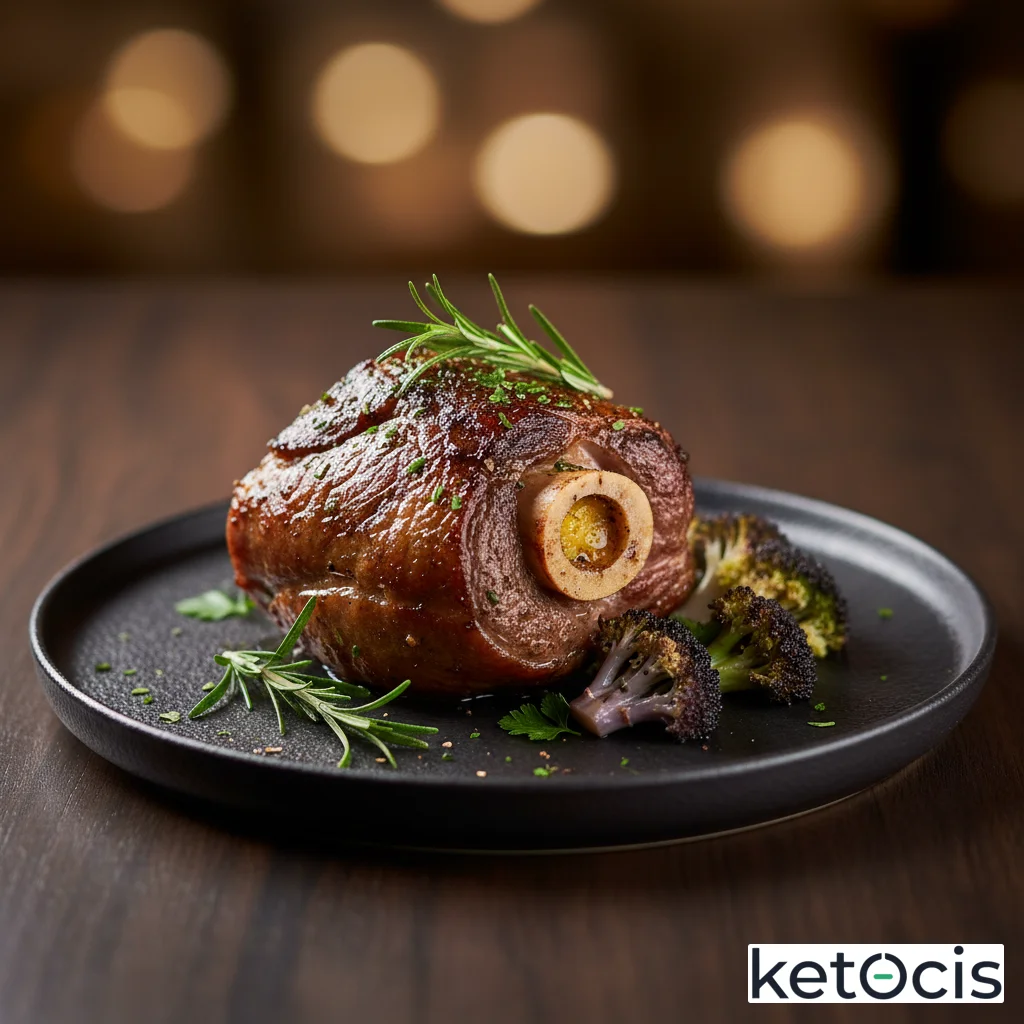 Ossobuco de ternera asado con romero y guarnición de brócoli