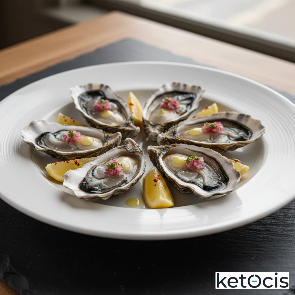 Ostras francesas al natural con vinagreta de chalotas y limón picante