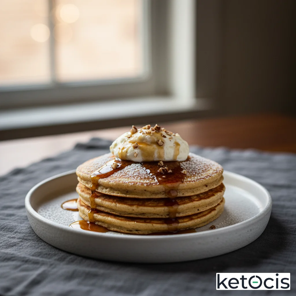 Panqueques de harina de nuez pecana con crema de mascarpone