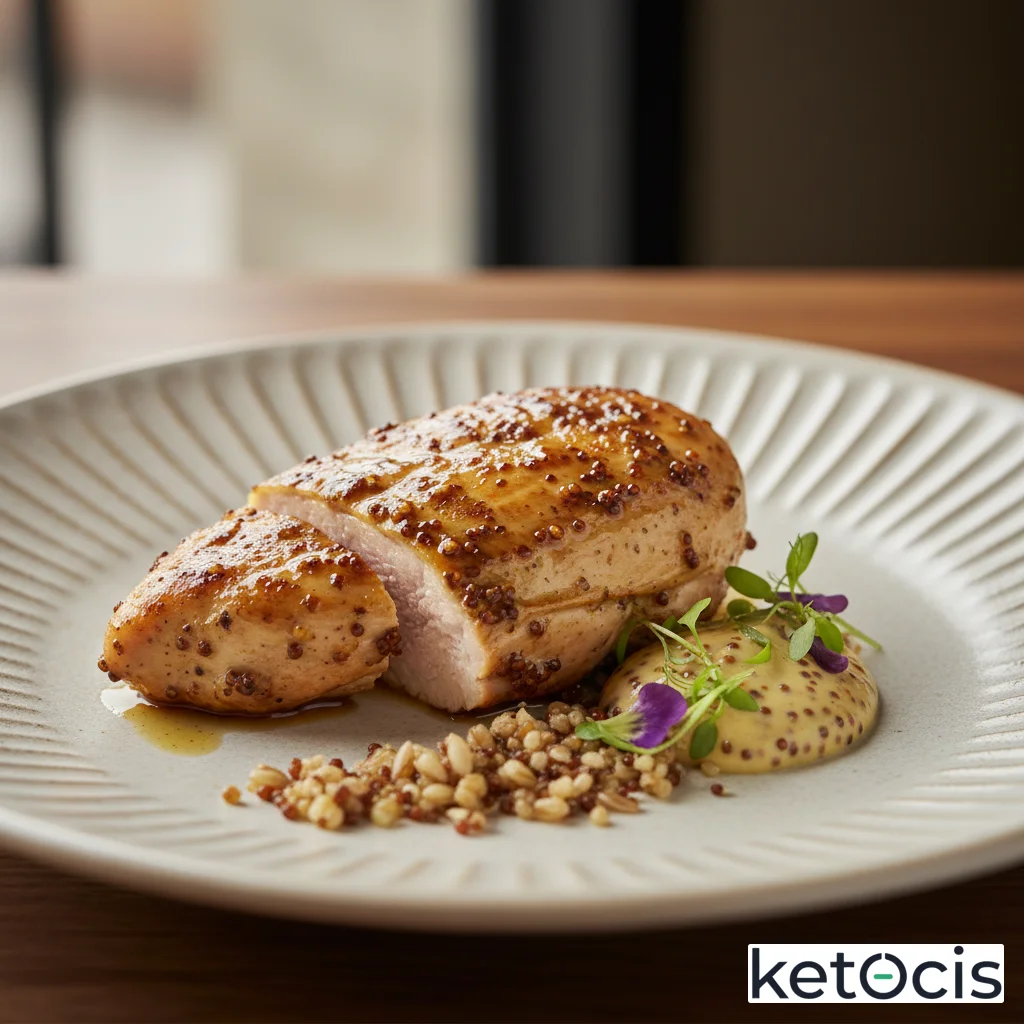 Pechuga de pollo a la mostaza antigua cocinada a fuego lento