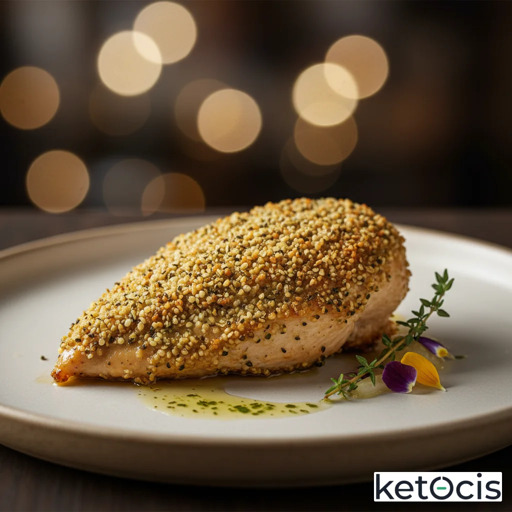 Pechuga de pollo al horno de convección con costra de semillas de cáñamo