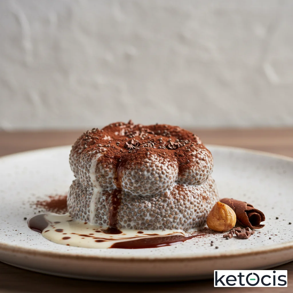 Pudín espeso de semillas de chía con leche de nueces y cacao puro en polvo