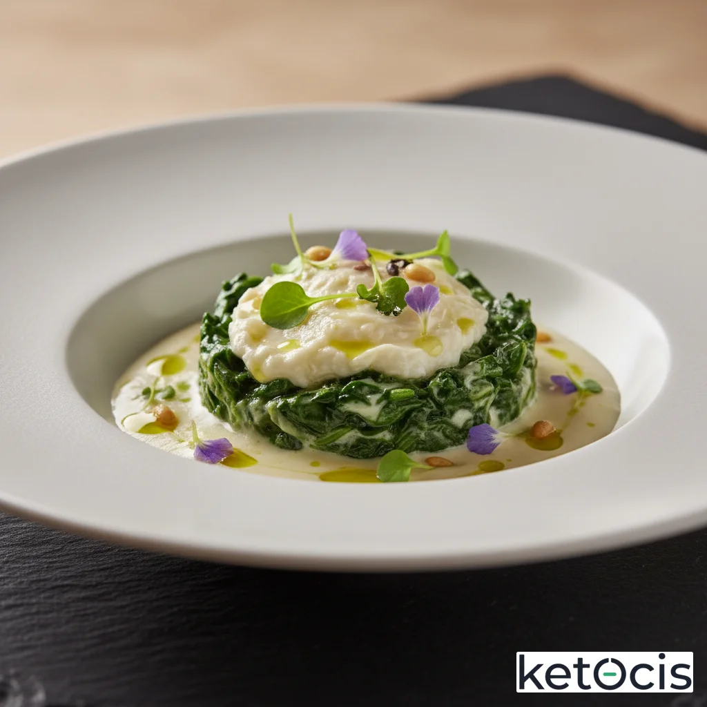 Salteado de espinacas tiernas a la crema espesada con queso mascarpone