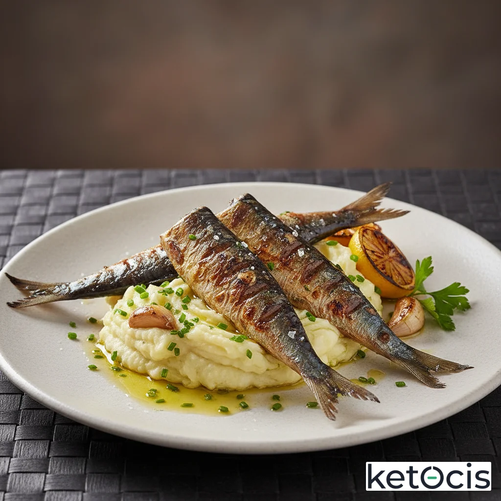 Sardinas a la parrilla de carbón con majado de ajo fresco