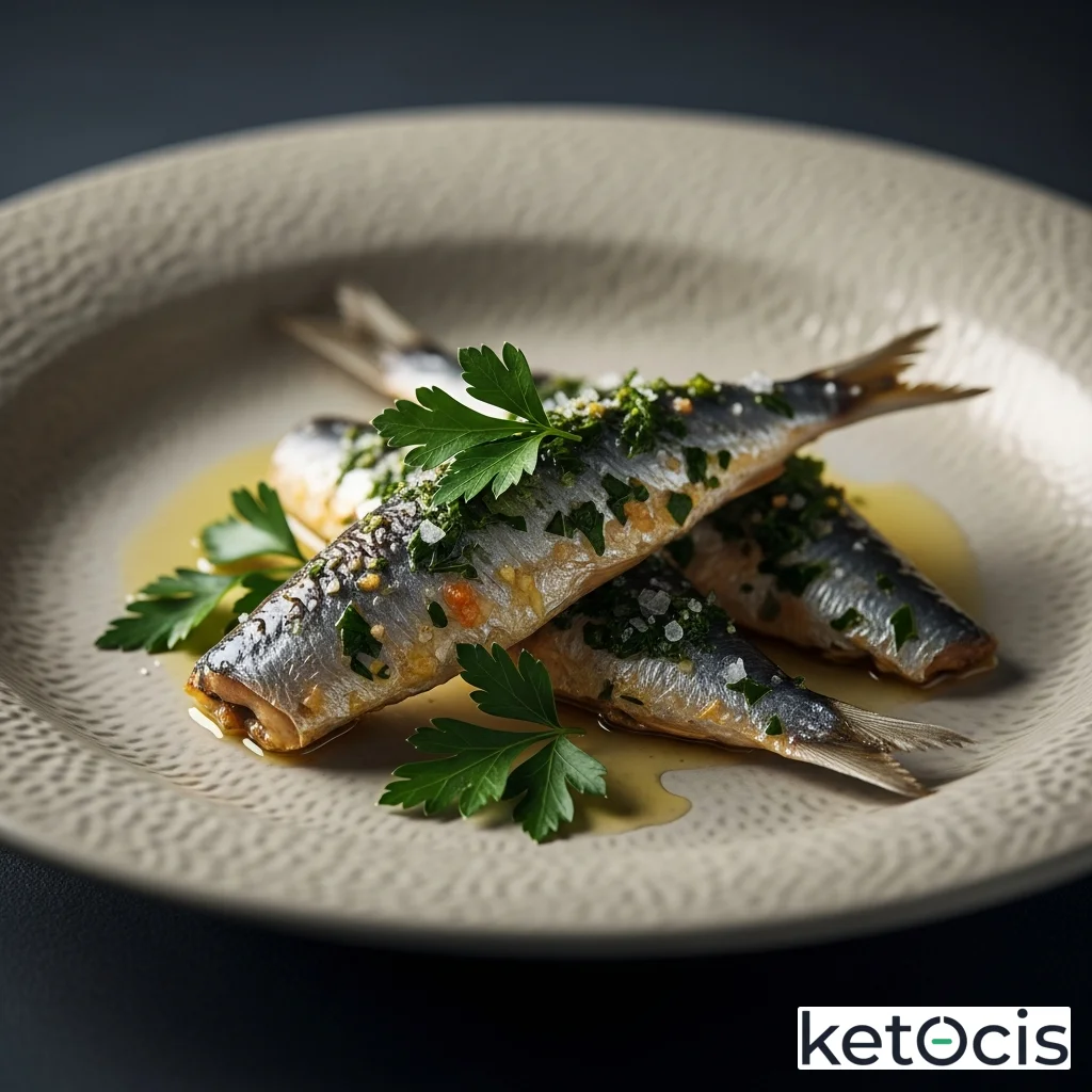 Sardinas al horno con costra de perejil y sal marina