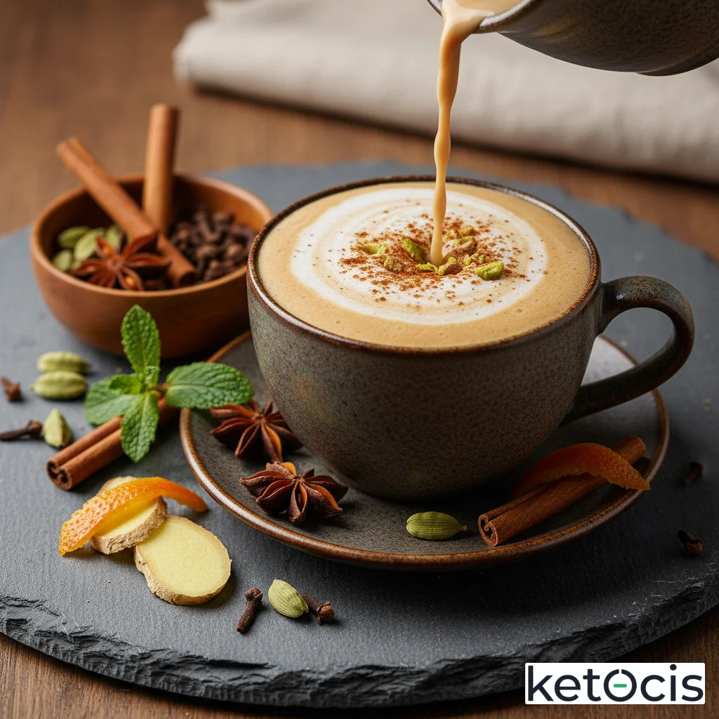 Té chai cetogénico elaborado con especias naturales sin siropes dulces