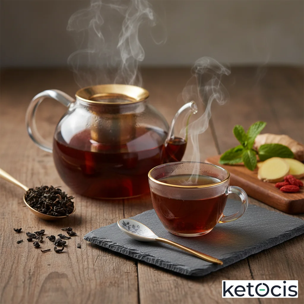 Té rojo pu erh caliente muy digestivo servido sin edulcorantes