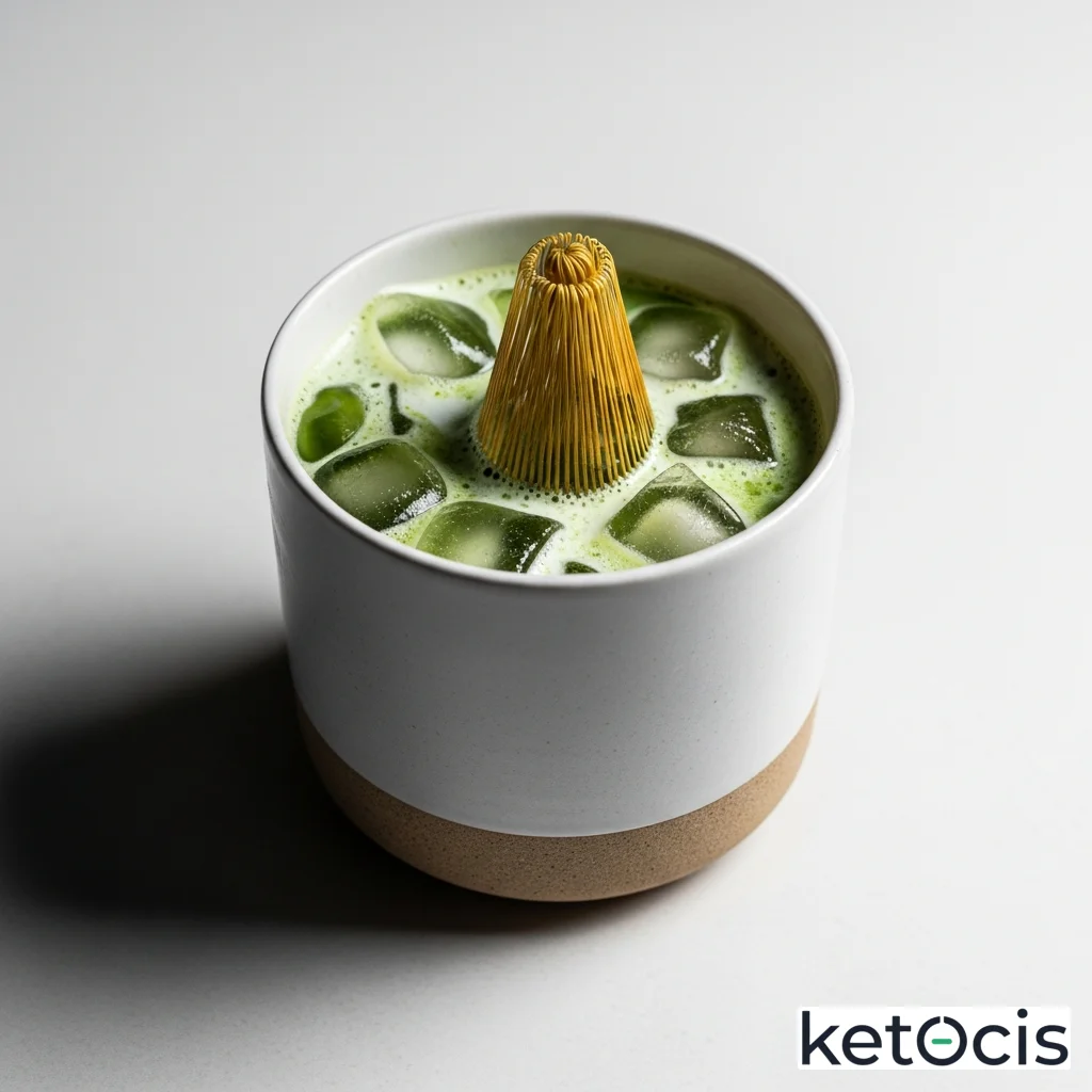 Té verde matcha batido con hielo y leche de coco