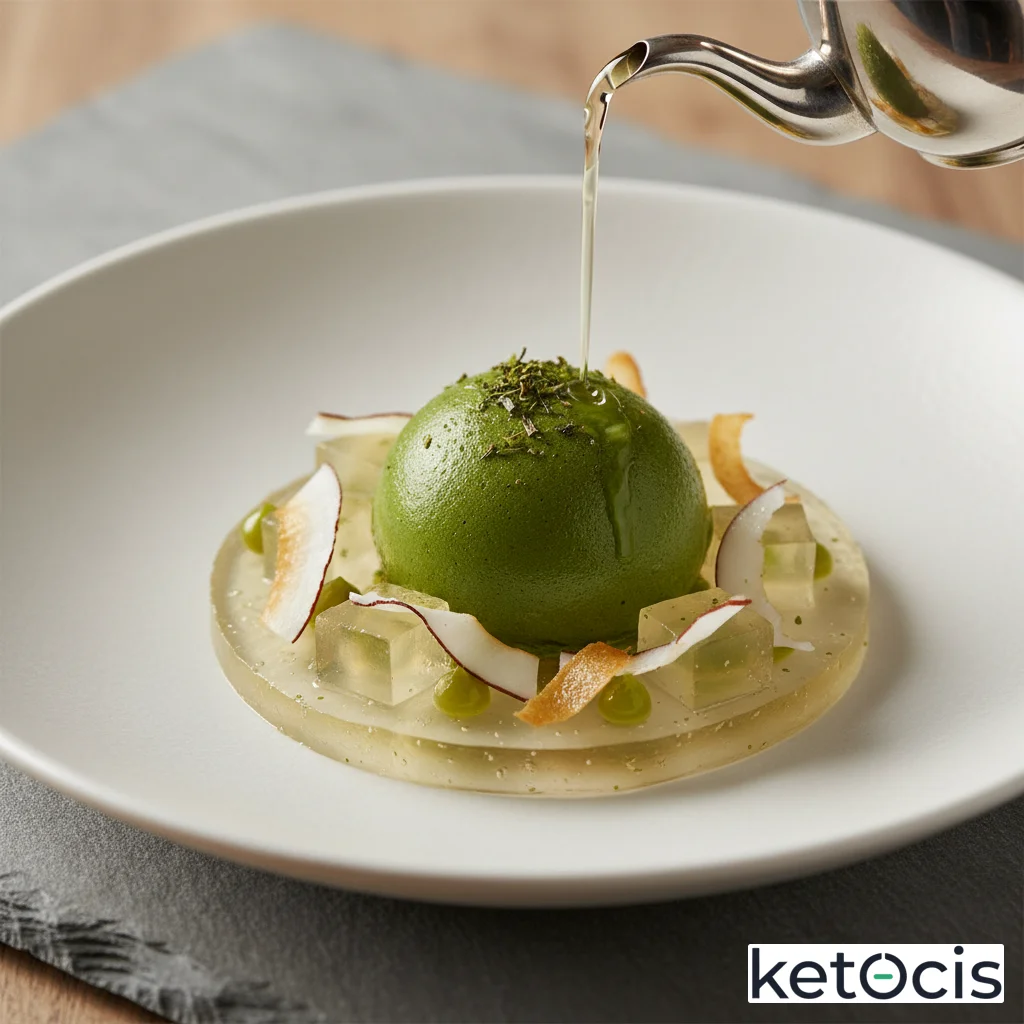 Té verde sencha batido intensamente con agua de coco verde natural