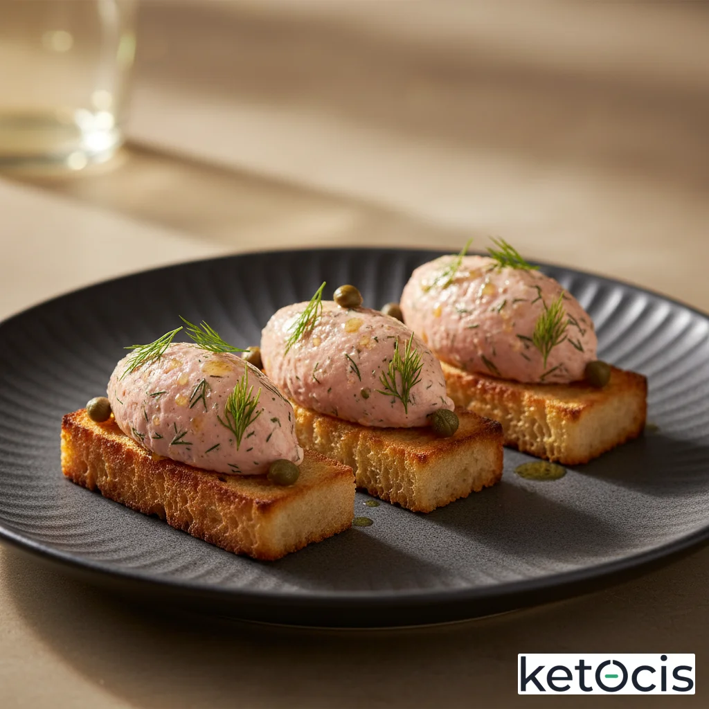 Tostadas de pan keto de almendra con paté de salmón ahumado