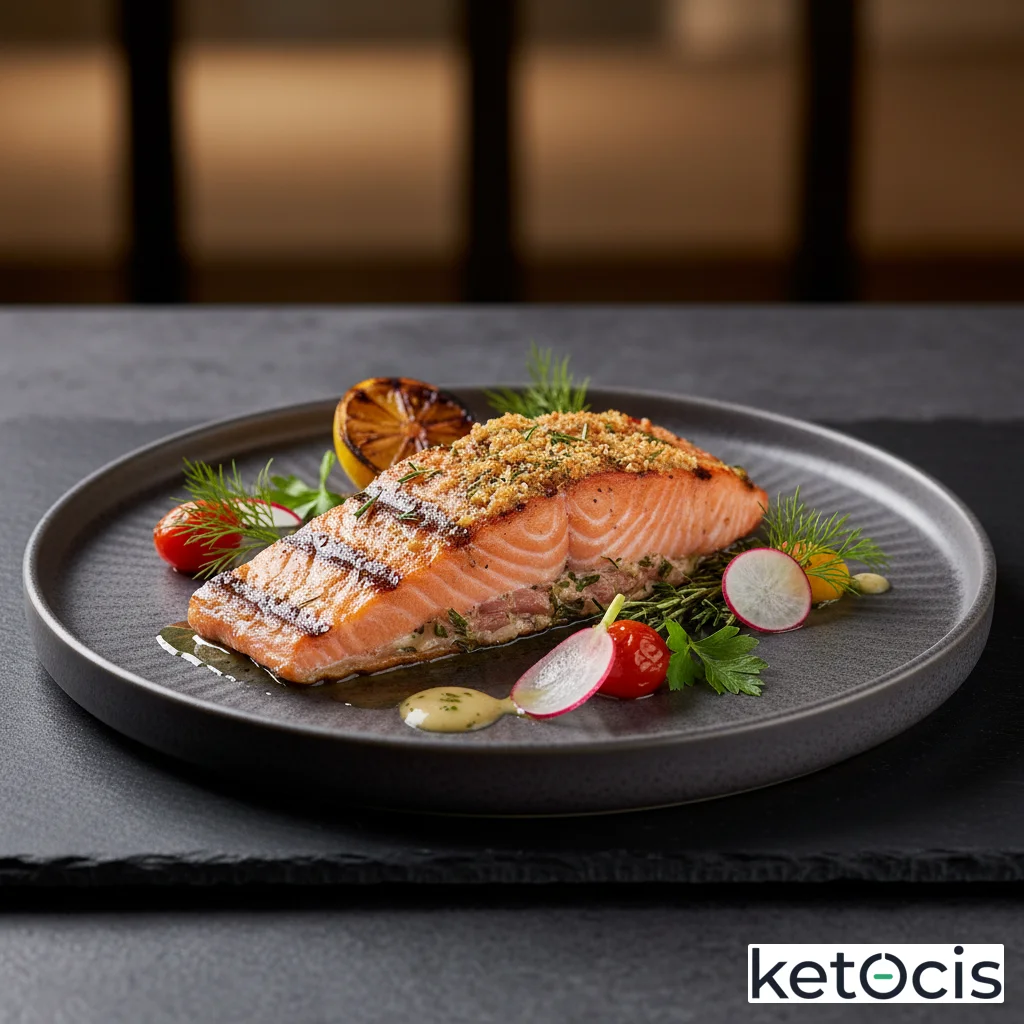 Trucha salmonada a la parrilla de leña rellena de panceta ibérica