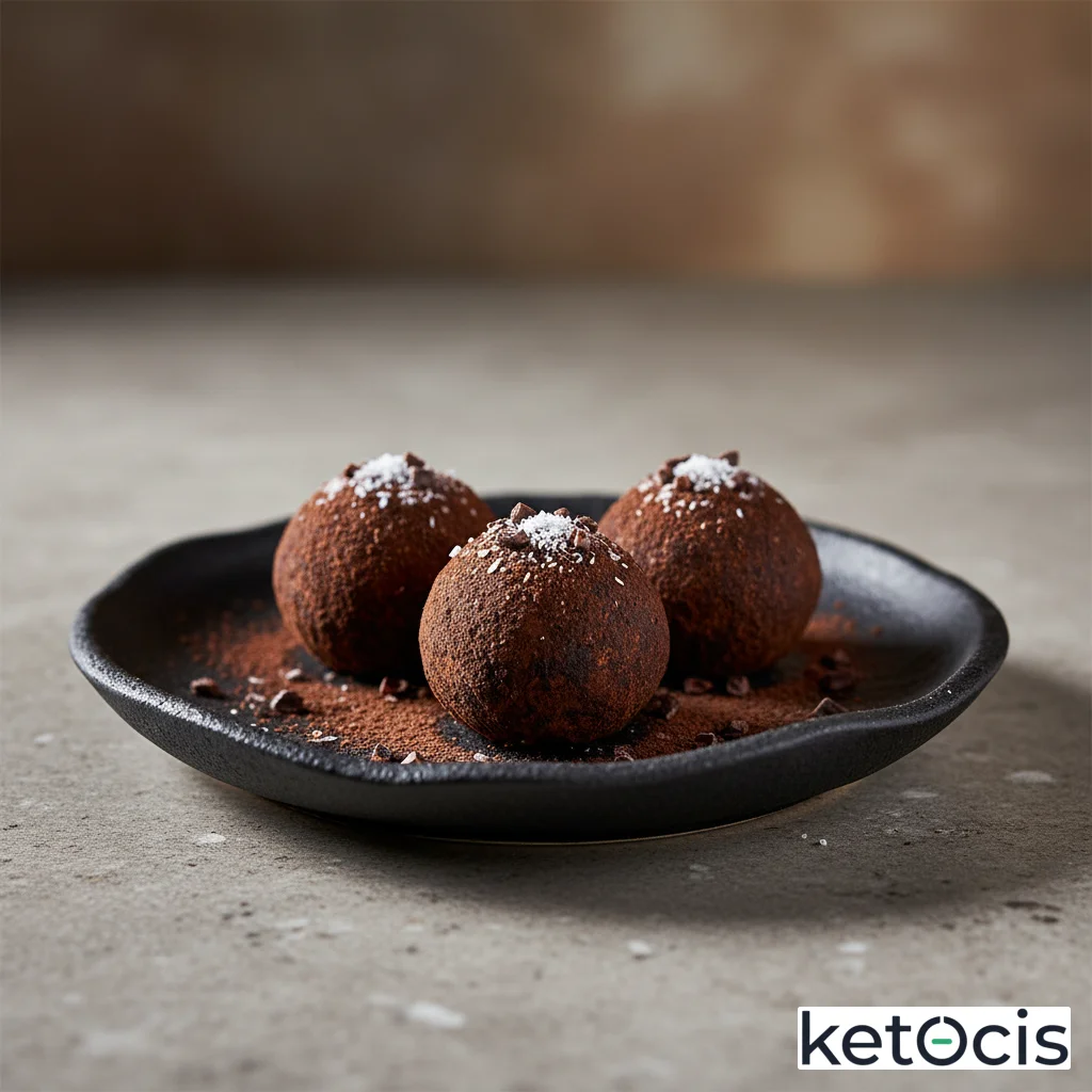 Trufas keto de aguacate maduro cacao puro orgánico y aceite de coco