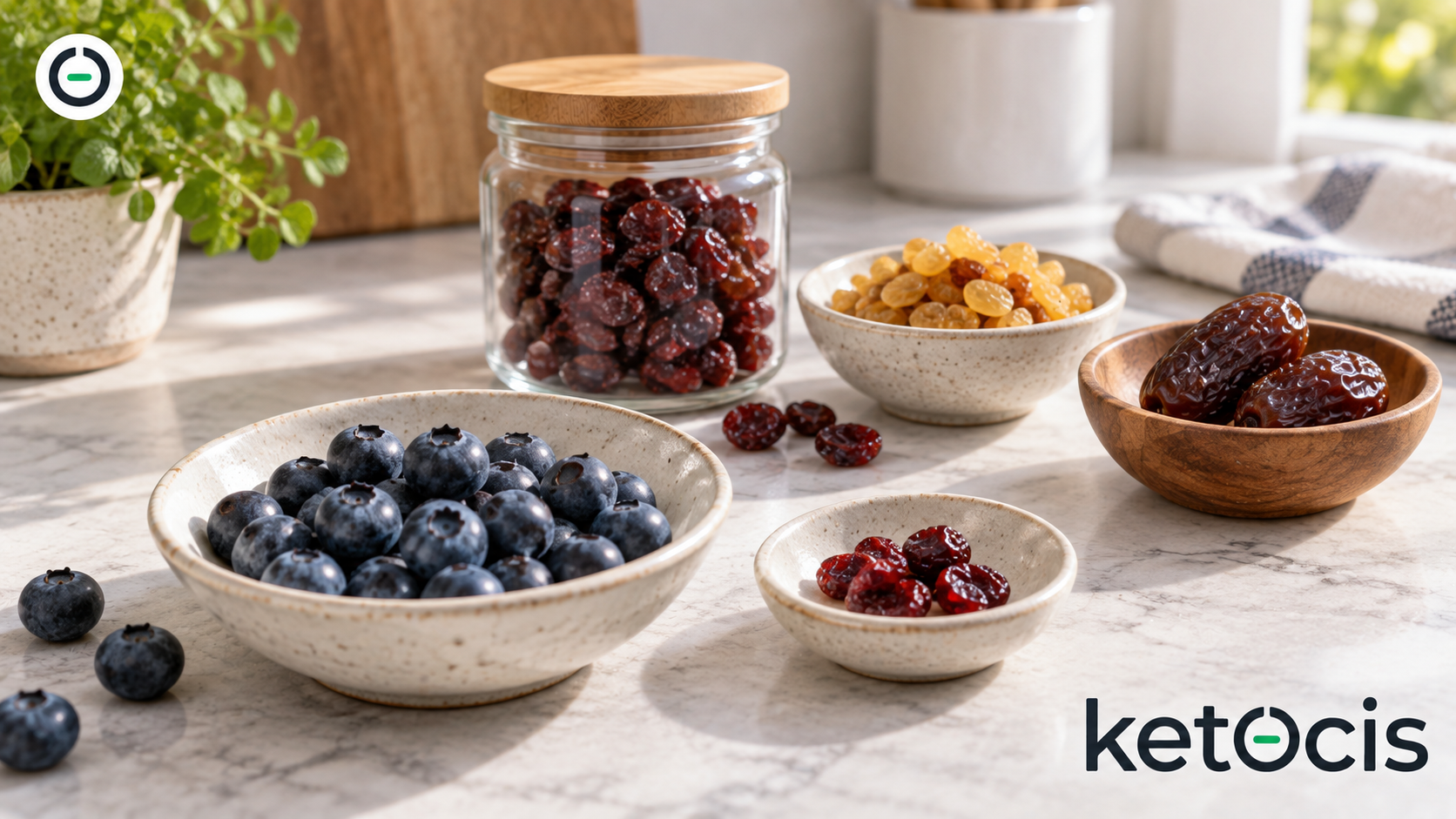 Arándanos y frutas deshidratadas en keto