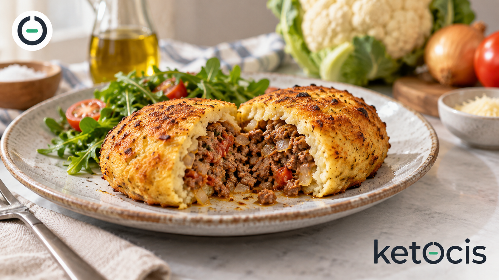 Papa rellena keto con coliflor